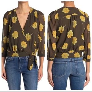 Madewell Brown Floral Wrap Top